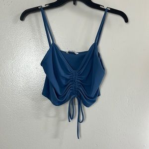Zara Top Women's Size S Blue Spaghetti Straps Cropped